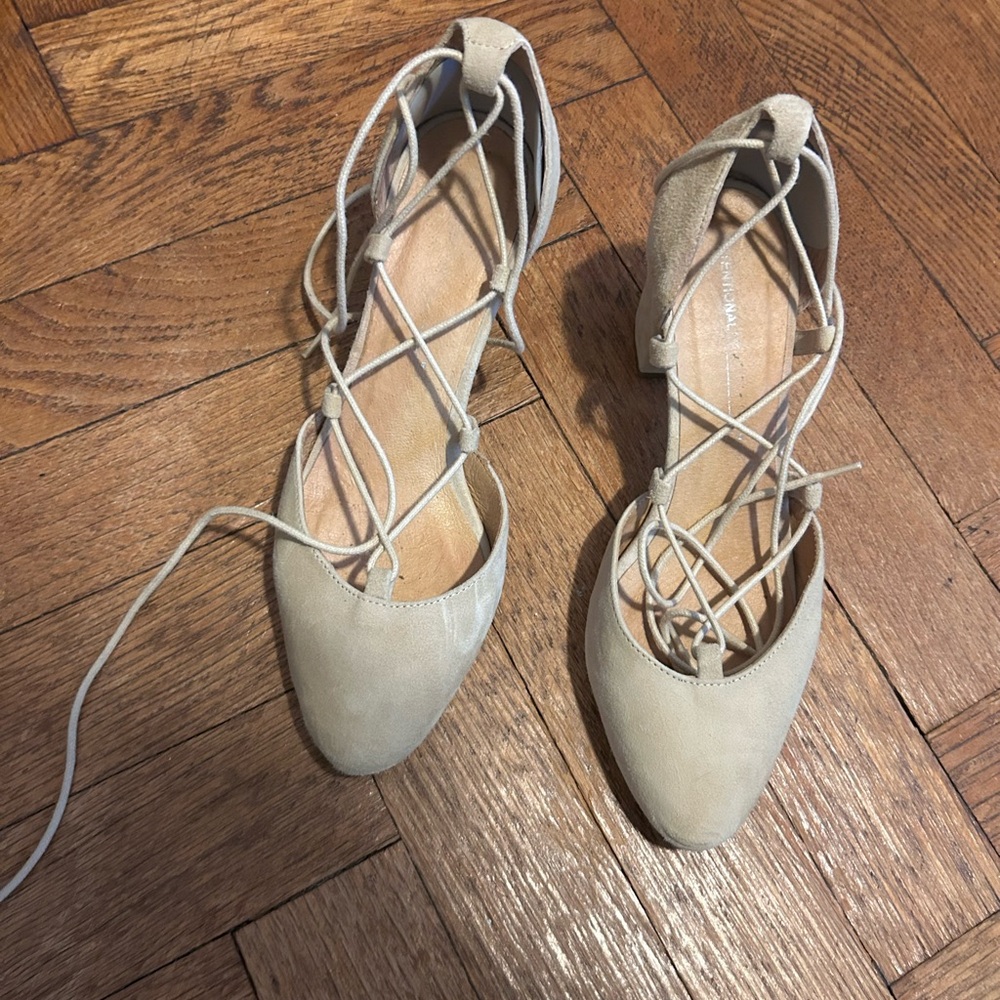 INTENTIONALLY BLANK Beige Lace-Up Heels
